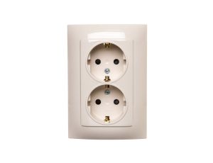 Simon 10 Gniazdo podwójne SCHUKO z przesłonami kremowe 16A 250V IP20 CGSZ2Z/41