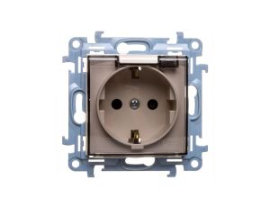 Simon 10 Gniazdo pojedyncze SCHUKO z uszczelką z przesłonami klapką tran. kremowe 16A 250V IP44 CGSZ1BZ.01/41