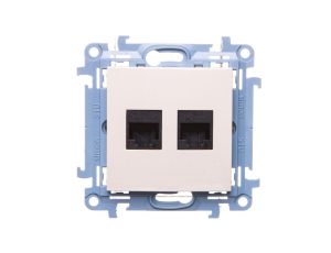 Simon 10 Gniazdo komputerowe podwójne RJ45 kat.6 kremowe C62.01/41
