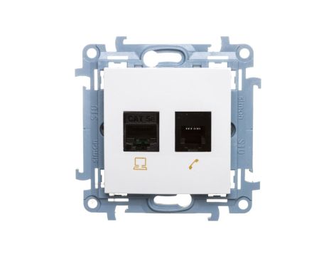 Simon 10 Gniazdo teleinformatyczne RJ45+RJ12 kat.5e białe C5T.01/11