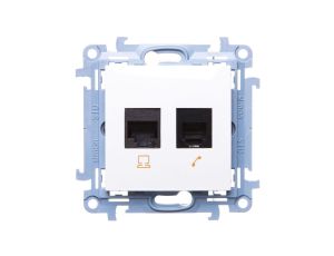 Simon 10 Gniazdo RJ45 kat 6 + gniazdo telefoniczne RJ11 białe C6T.01/11