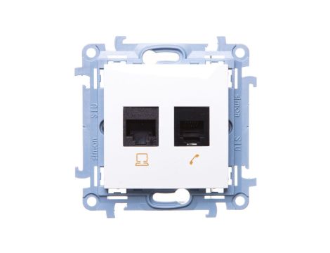 Simon 10 Gniazdo RJ45 kat 6 + gniazdo telefoniczne RJ12 białe C6T.01/11