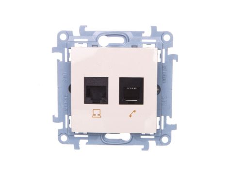 Simon 10 Gniazdo RJ45 kat 6 + gniazdo telefoniczne RJ12 kremowe C6T.01/41