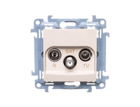 Simon 10 Gniazdo antenowe R-TV-SAT przelotowe kremowe IP20 CASP.01/41