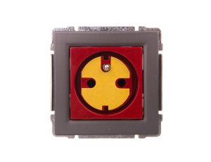 KOS66 Gniazdo pojedyncze z/u DATA z kluczem uprawniającym czerwone/grafit 666043