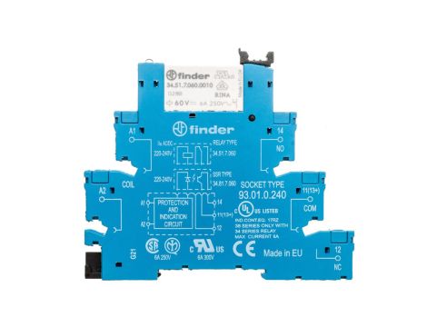 Przekaźnikowy moduł sprzęgający 1P 6A 220-240V DC 6,2mm styki AgNi 38.51.0.240.0060