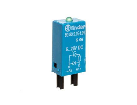 Moduł sygnalizacyjny LED zielony + dioda gaszeniowa 6-24V DC polaryzacja A1+ 99.80.9.024.99