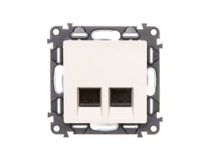 VALENA LIFE Gniazdo komputerowe podwójne RJ45 kat.5e UTP kremowe 753241