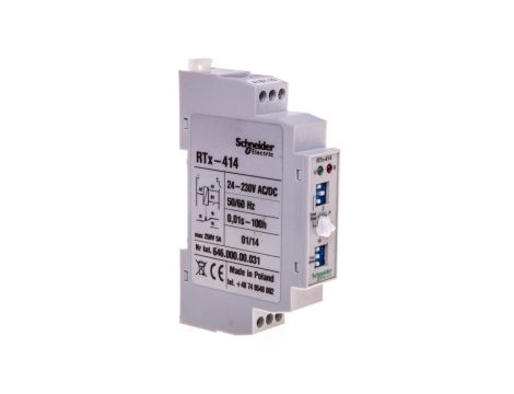 Przekaźnik czasowy 1P 5A 0,01sek-100h 24-230V AC/DC wielofunkcyjny RTX-414 24/230V 2612180