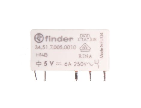 Wąski przekaźnik elektromagnetyczny 1P 6A 5V DC do płytki drukowanej 34.51.7.005.0010