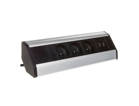 Gniazdo meblowe 3x250V AC z ładowarką 2xUSB i przewodem 1,8m OR-AE-1360