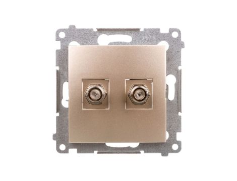 Simon 54 Gniazdo antenowe podwójne typu F złoty mat DASF2.01/44