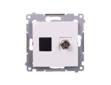 Simon 54 Gniazdo antenowe i komputerowe typu F + RJ45 kat.6 białe DASFRJ45.01/11