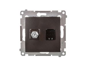 Simon 54 Gniazdo antenowe i komputerowe typu F i RJ45 kat.6 antracyt DASFRJ45.01/48