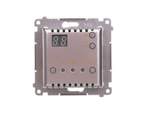Simon 54 Regulator temperatury z wyświetlaczem z czujnikiem wewnętrznym 16(2) A 230V srebrny mat DTRNW.01/43