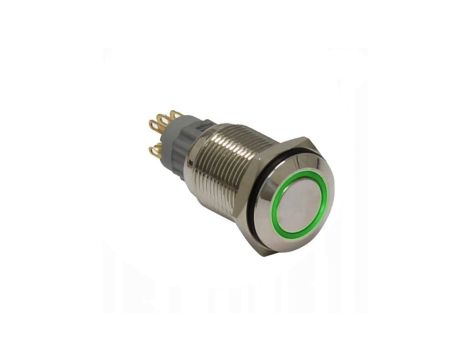 WŁĄCZNIK LED 12V BI SREBRNY + GREEN