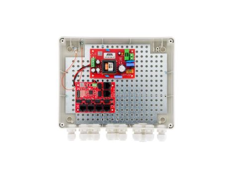 Zestaw do 5 kamer IP switch PoE 5P+1UP w obudowie zewnętrznej ABOX-L2, zasilacz 96W