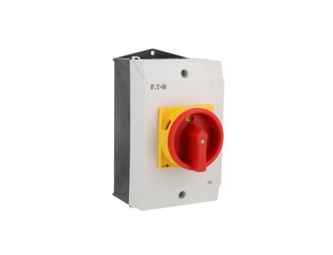 Rozłącznik 40A 3P w obudowie IP65 z blachą EMC czerwono-żółta rączka z blokadą P1-40/I2H/MBS/SVB 199917