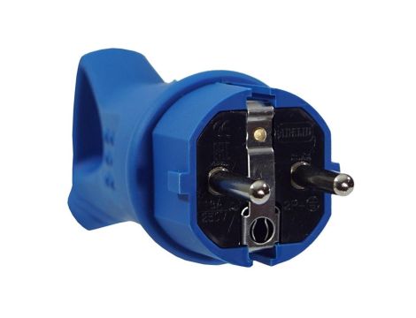 Wtyczka gumowa16A 230V IP44 z uchwytem niebieska AEI602297-B
