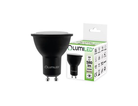 Żarówka LED GU10 6W = 60W 580lm 4000K Neutralna 120 Czarna LUMILED