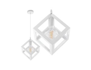 Lampa wisząca TALUS geometryczna kwadrat ZWIS do LED Biała 1x E27 LUMILED