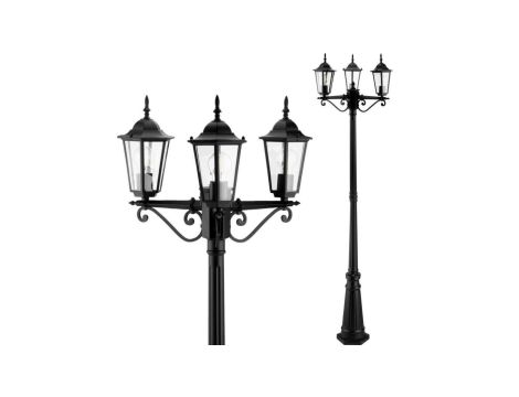 Lampa Ogrodowa Zewnętrzna 3xE27 SŁUPEK LATARNIA 2m Czarna BELLIS LUMILED