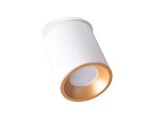 Oprawa Sufitowa Podtynkowa HARON GU10 Tuba Spot Ruchoma Okrągła Biało - Złota GOLDLUX