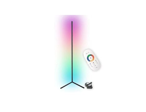 Lampa Stojąca Narożna Podłogowa Czarna 20W RGB Zmiana Kolorów Pilot