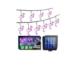 GIRLANDA SOLARNA ogrodowa OZDOBNA 10 różowych flamingów 6500K GOLDLUX (Polux)
