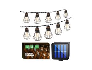 GIRLANDA SOLARNA ogrodowa OZDOBNA 3.8m 10 wiszących drucianych żarówek LOFCIK 2900K