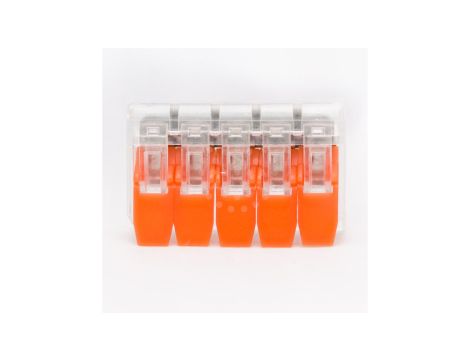 Szybkozłączka 5x0,2-4mm2 z dźwigniami transparentna - 100 szt.