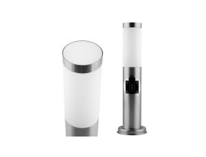 Lampa Ogrodowa Zewnętrzna E27 INOX SŁUPEK 45cm z Gniazdem 230V Lilium Lumiled