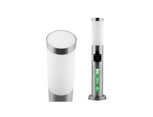 Lampa Ogrodowa Zewnętrzna E27 INOX SŁUPEK 65cm z Gniazdem 230V Lilium Lumiled