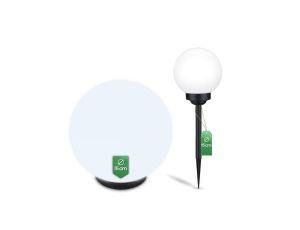 Lampa Solarna Ogrodowa LED ATRIS Wbijana Naziemna Biała Kula 15cm LUMILED