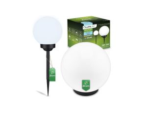 Lampa Solarna Ogrodowa LED 6500K IP44 20cm Wbijana Naziemna Biała Kulka ATRIS LUMILED