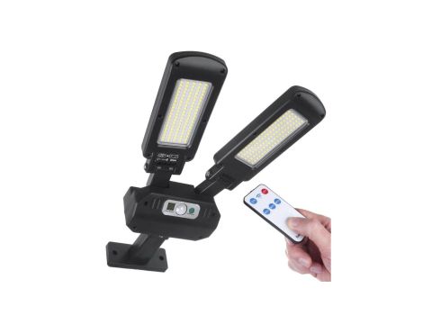 Solarna lampa uliczna LED z czujnikiem ruchu i pilotem Maclean IP54, 5W, 2x450lm, 6500K, Li-ion 2400 mAh, 3 tryby pracy MCE447