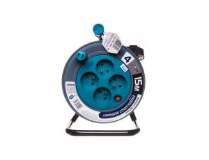 Przedłużacz bębnowy MINI 15m 4x230V /PVC 3x1mm2/ turkusowy OR-AE-1339/T