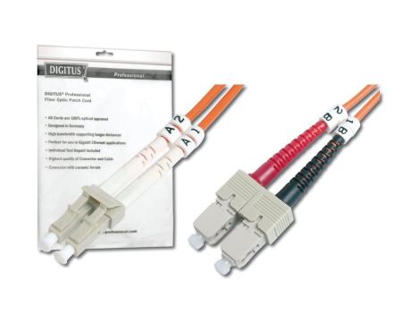 Patch cord światłowodowy LC/SC duplex MM 50/125 OM2 3m LS0H pomarańczowy DK-2532-03