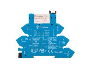 Przekaźnik interfejsowy serii 38: 1 P 6 A 24 V AC/DC zaciski PUSH IN 38.61.0.024.0060