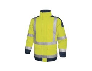 Kurtka ostrzegawcza ocieplana z poliestru Oxford powlekanego poliuretanem kl. 3 kol.żółty fluo-granatowy roz.3XL CORP EASYVJM3X