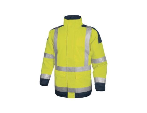 Kurtka ostrzegawcza ocieplana z poliestru Oxford powlekanego poliuretanem kl. 3 kol.żółty fluo-granatowy roz.3XL CORP EASYVJM3X