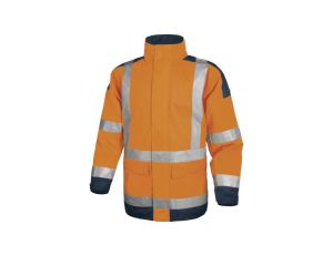 Kurtka ostrzegawcza z poliestru Oxford powlekanego poliuretanem kl. 3 kolor pomarańczowy fluo-granatowy roz. XL CORP EASYVOMXG