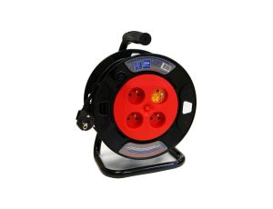 Przedłużacz bębnowy 25m, 4-gniazdowy 3x1,0mm OWY H05VV-F, termik 24454