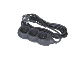 Przedłużacz 3-gniazdowy, 3m grafit, 3x1,0mm OWY / 24344