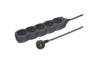 Przedłużacz 5-gniazdowy, 3m grafit, 3x1,0mm OWY / 24348