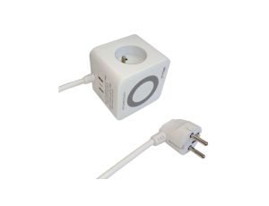Przedłużacz 3-gniazdowy, +2xUSB-A+1xUSB-C, z ładow. indukcyjnym, 1,4m, biały, 3x1,0mm OWY / 34100