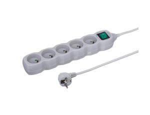 Przedłużacz 5-gniazdowy, 1,5m szary, z wyłącznikiem, 3x1,0mm OWY / 24362