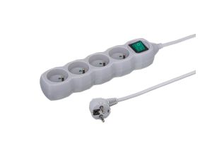 Przedłużacz 4-gniazdowy, 1,5m szary, z wyłącznikiem, 3x1,0mm OWY / 24380