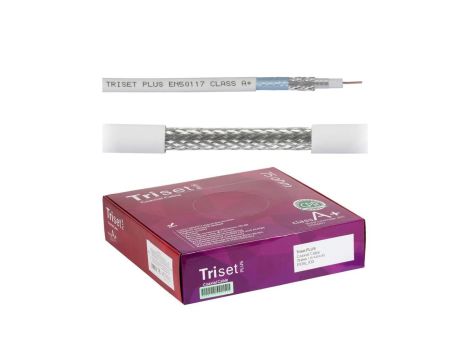 Przewód antenowy 75ohm 1,13/4,80/6,80 Cu ekran 81 biały Triset LSZH 500m