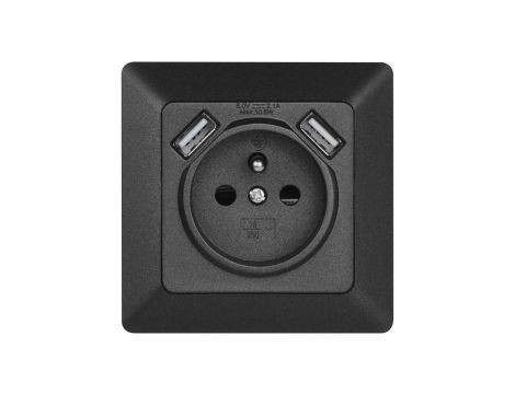 Gniazdo FRENCH z USB 2,1A max. IP20 antracyt EMOS A6000.2